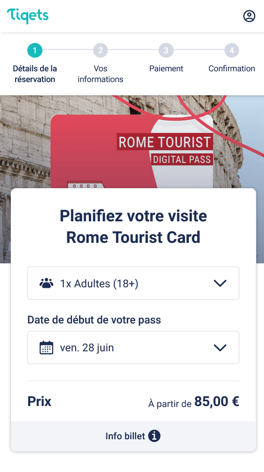 reservation Rome Tourist Card smartphone