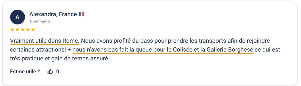 Roma Pass avis client tiqets