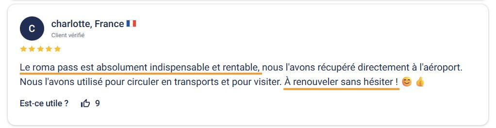 Roma Pass avis client tiqets