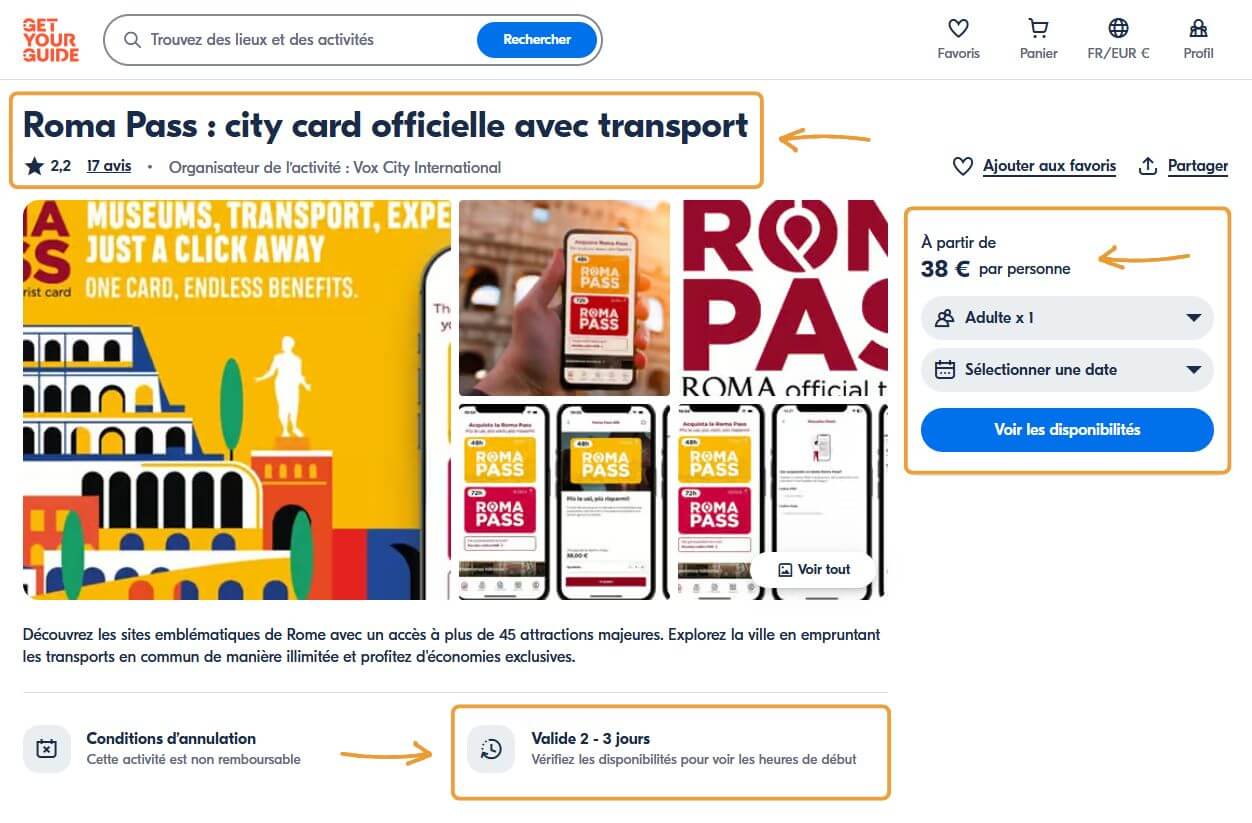 roma pass prix
