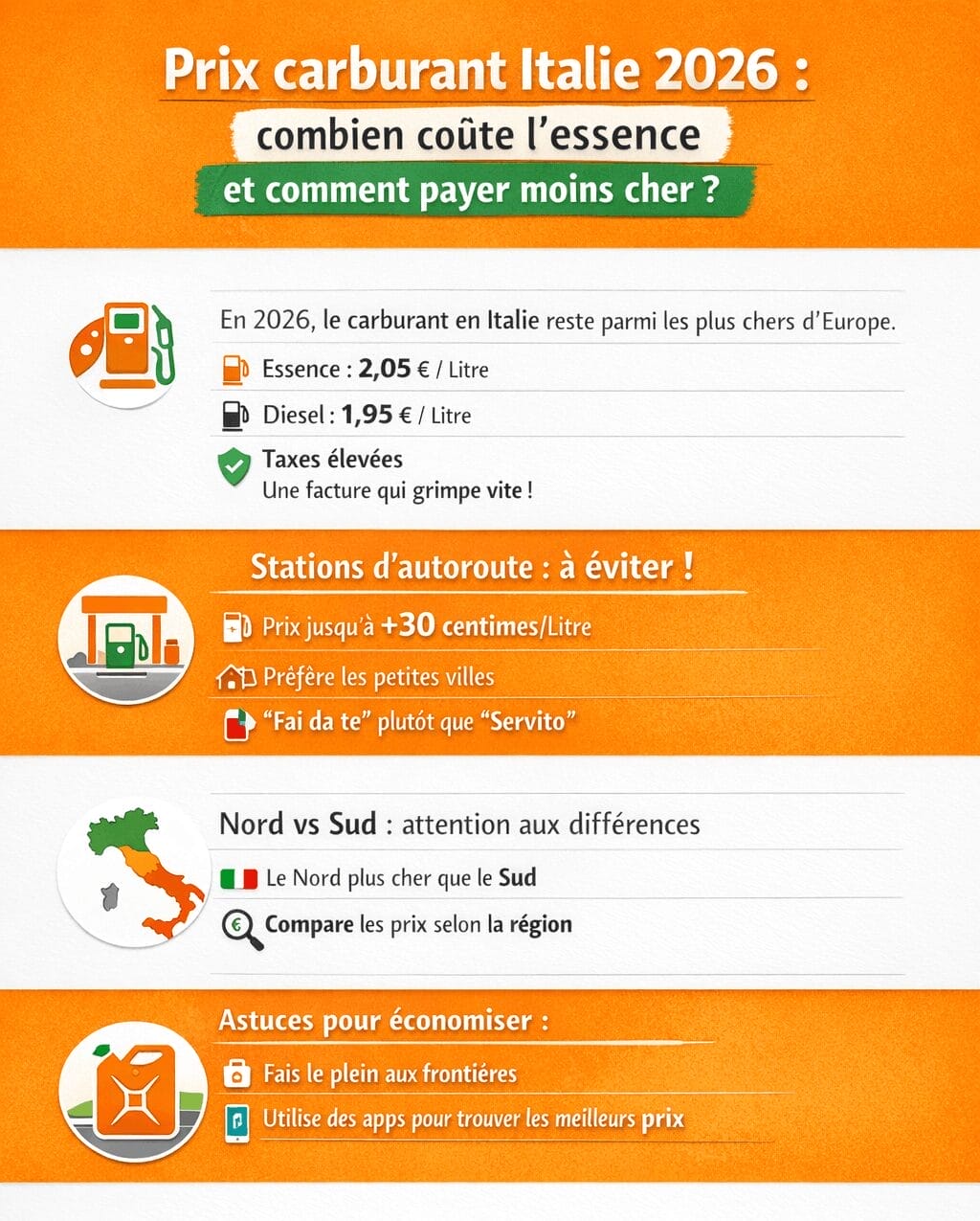 Prix carburant italie