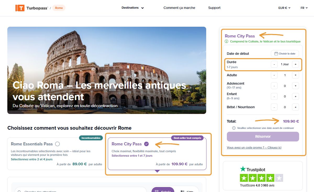 comment acheter turbopass rome nouveau prix