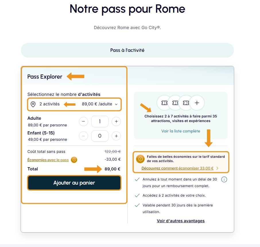Go City Explorer Pass Rome nouveau prix