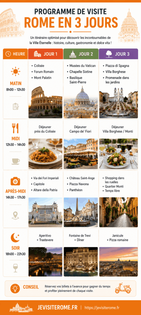 programme visite rome 3 jours pinterest